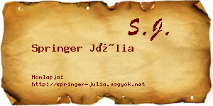 Springer Júlia névjegykártya